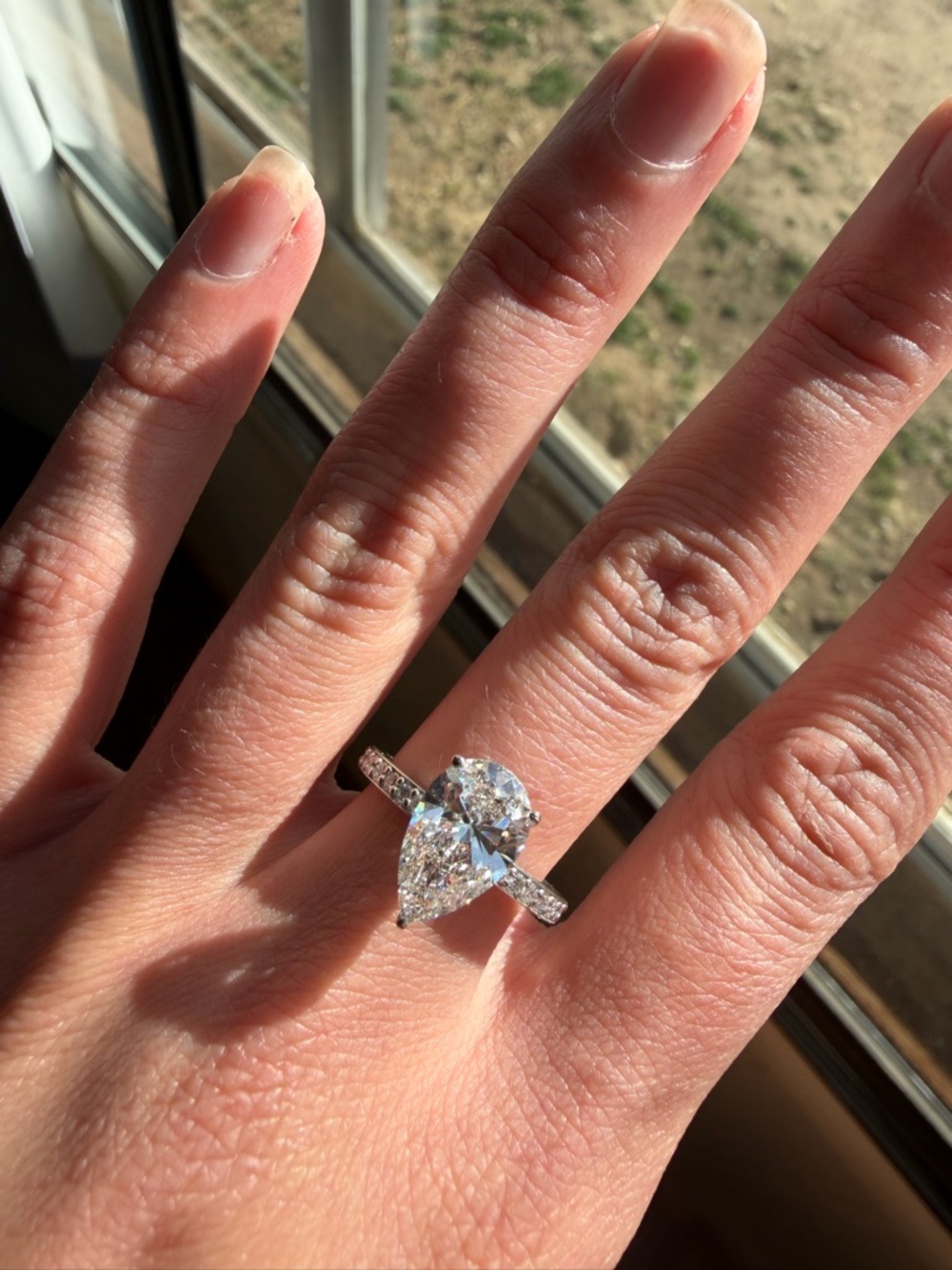 Pear-Shaped Diamond Solitaire Engagement Platinum
